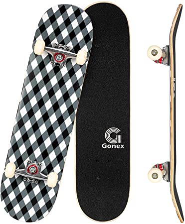 Gonex 31 x 8 Inch Complete Skateboard, 9 Layer Maple Deck Double Kick Deck Concave Cruiser Skateboard for Boys Girls Teens Adults Beginner