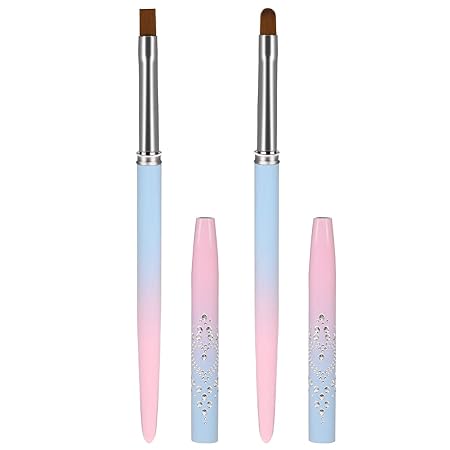 Nail Polish Clean Up Brush, 2Pcs Round&Flat Nail Art Polish Brush for Cleaning, Finger Nail Cleaning Brushes for Nail Art, Professional Nail Painting Brush