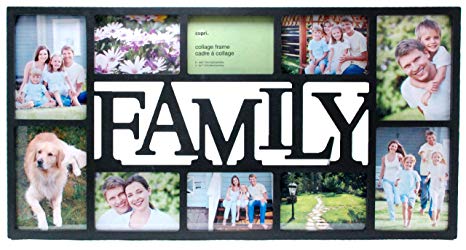 kieragrace Family 10 Opening Collage Frame, 14.5 by 28.5-Inch, Holds 4-5 by 7-Inch and 6-4 by 6-Inch Photos , Black