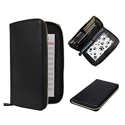 All-in-One Leather Cash Envelopes Wallet with 12 Cash Envelopes & 12 Two Sides Budget Sheets for Tracking of All Your Spending