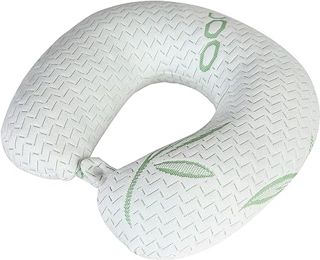 Elif Home Goods Rayon Made from Bamboo Travel Pillow for Head Support - Shredded Memory Foam Neck Travel Pillow for Cars, Planes, Ergonomically Designed, Machine Washable Cover (1 Pack)