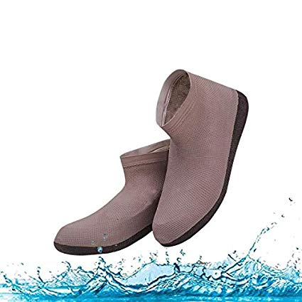 Waterproof Rain Shoes & Boots Cover, Dirt-proof and Slip-resistant Reusable Shoes Covers, Made of Durable & High Elastic Rubber, Suitable for Outdoor Activities (Small, Brown)