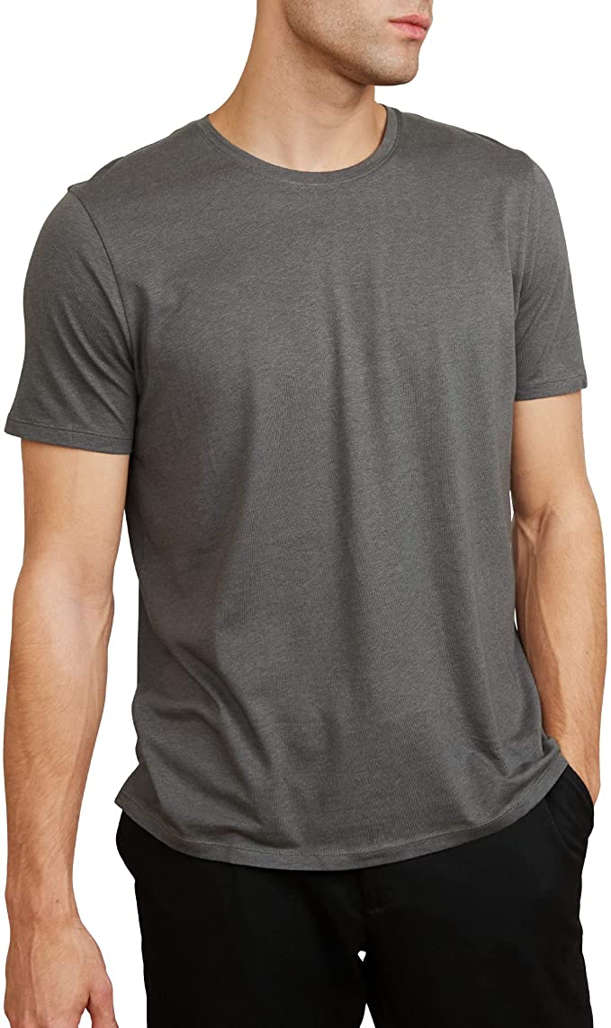 DANISH ENDURANCE Camiseta de Algodón Orgánico para Hombre de Manga Corta, Ajuste Clásico, Mezcla Ultra Suave, Cuello Redondo o en V, Blanco, Negro, Azul, Gris 1 Paquete