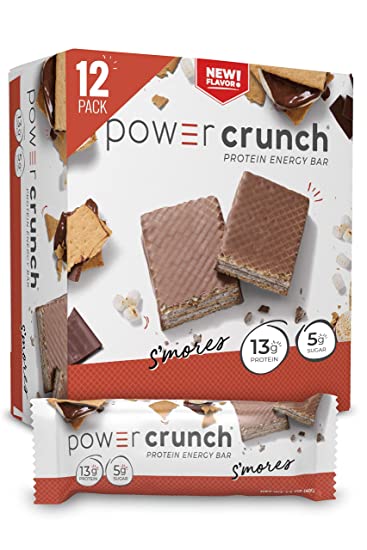 Power Crunch Whey Protein Bars, High Protein Snacks with Delicious Taste, S'Mores, 1.4 Ounce (12 Count)