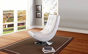 Wholesale Interiors Baxton Studio Elsa Faux Leather Upholstered Swivel Chair with Metal Base, Large, White
