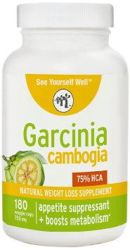 Pure Garcinia Cambogia Extract 180 Count Best Appetite Suppressant - Natural Weight Loss Supplements Carb Blocker and Fat Burner - Lose Weight Without Feeling Like Youre on a Diet