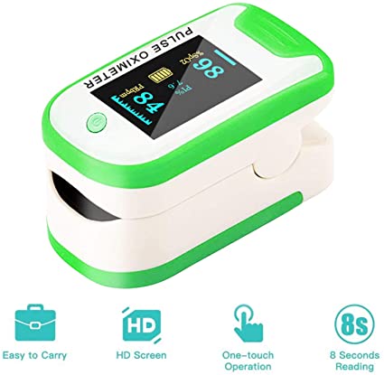 Pulse Oximeter, Pulse Oximeter Fingertip, Blood Oxygen Saturation and Heart Rate Monitor, (Green011) Digital Reading LED Display O2 Saturation Monitor for Oxygen