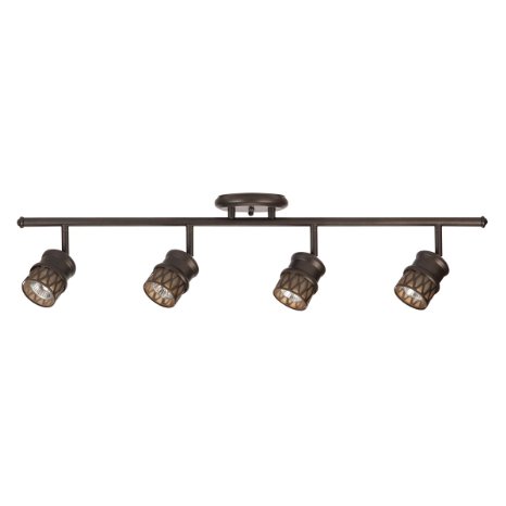 Globe Electric 59063 4 Light Track Lighting Kit, Oil Rubbed Bronze Finish with Champagne Glass Track Heads