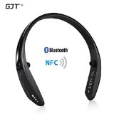 Bluetooth Headset GJT BM-170 Wireless Stereo Headphone NFC Universal Vibration Flex Neck Strap Style Ultra-light Earphone for iPhone 6 6S 5S Samsung Galaxy S6 S6 edge Note 4 3 2 Android Cellphones Enabled Bluetooth Device BLACK