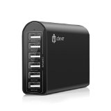 iClever 50 Watt 6-Port USB Desktop Rapid Charger 24A Max Per Port Intelligent USB Travel Charger with SmartID Technology for Smartphone Tablet Power Bank and Other USB Powered Devices Black