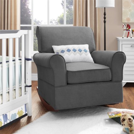 Baby Relax The Mackenzie Microfiber Plush Nursery Rocker Chair, Grey