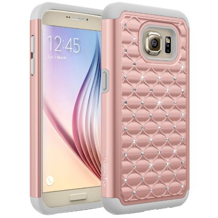 Galaxy S7 Case Nuomaofly Studded Rhinestone Crystal Bling Diamond Hybrid Armor Defender Dual Layer Cover Silicone Rubber Skin Hard Case for Samsung Galaxy S7 Rose Gold