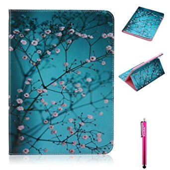 Galaxy Tab 4 10.1 Case, Premium PU Leather Wallet Case Card Slots and Kickstand Feature Case for Samsung Galaxy Tab 4 10.1 SM-T530/T531/T535 - Plum Flower