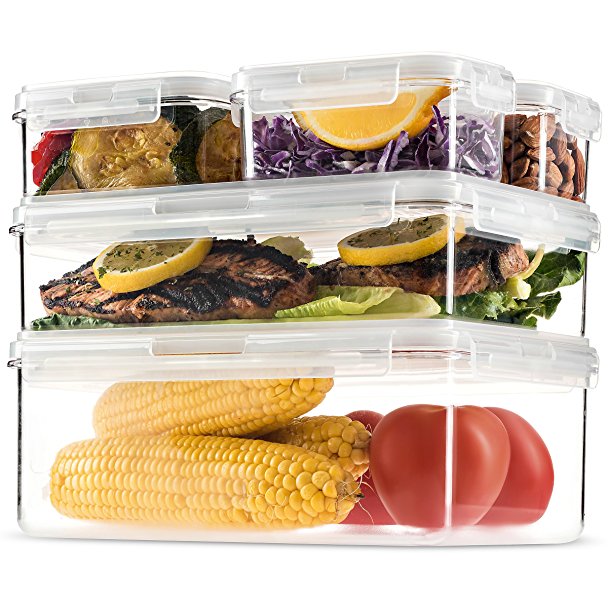 Komax Hikips Premium Tritan Pantry Food Storage Containers. (set of 5) - Airtight, Leakproof With Locking Lids - BPA Free - Microwave, Freezer and Dishwasher Safe
