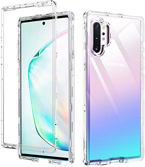 Galaxy Note 10 Plus Case Clear,DUEDUE Note 10 /5G Case,3 in 1 Shockproof Heavy Duty Hybrid Hard PC Cover Transparent TPU Bumper Full Body Protective Case for Samsung Galaxy Note 10 /5G/Pro 2019,Clear