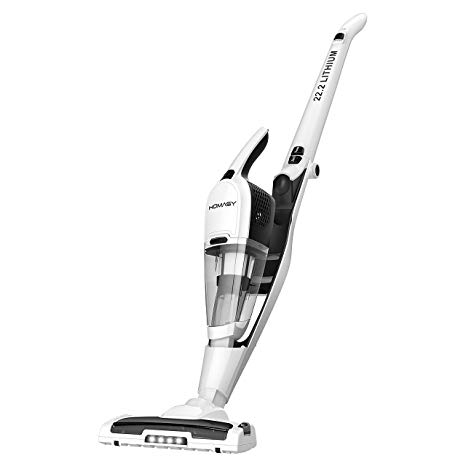 Homasy Vacuum Cleaner, 2 in 1 Cordless Vacuum Cleaner, Stick Vacuum with High Power & Long Lasting 22.2V Li-ion Battery, Rechargeable Bagless Stick and Handheld Vacuum with LED Headlights, White