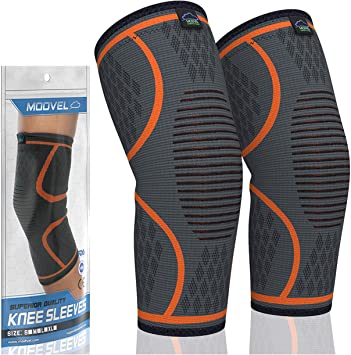 MODVEL 2 Pack Knee Compression Sleeve | Best Knee Brace | Knee Support for Arthritis, ACL, Meniscus Tear, Running, Biking, and Sports | Joint Pain Relief.