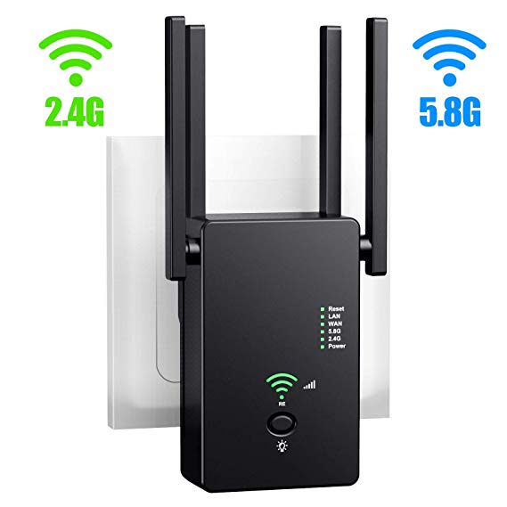 URANT Wifi Range Extender | Up to 1200Mbps |Repeater, Internet Booster, Access Point, 2.4 & 5.8GHz Dual Band WiFi Extender with Gigabit Ethernet Port| Extend Wifi Signal to Smart Home & Alexa Devices.