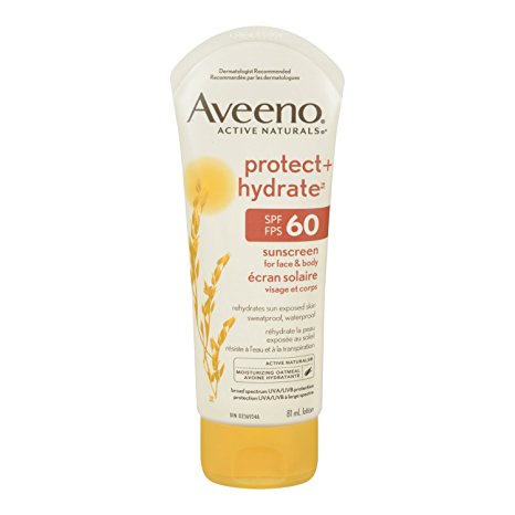 Aveeno Suncreen Lotion SPF 60, Active Naturals Protect and Hydrate for Face and Body, Water Resistant, 81ml