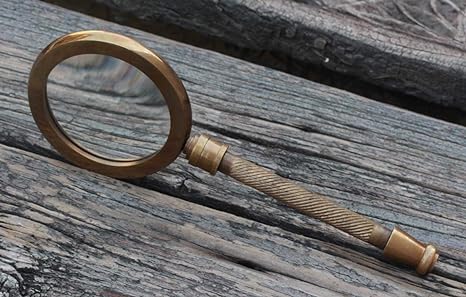 RII Magnifying Glass with Brass Handle, Handheld Magnifying Glass Lens, Antique Magnifier, Reading, Inspection, Coin & Stamp Inspection, Astrologer, Low Sight Elderly, Collectible Décor Gift 2.75"