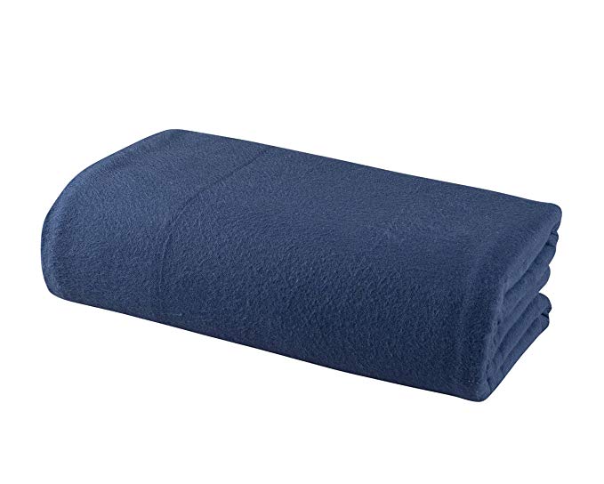 DELANNA Flannel Flat Sheet 100% Brushed Cotton 1 Top Sheet Only 108"x102" (King, Navy)