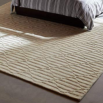 Rivet Geometric Criss-Cross Woven Wool Area Rug, 8' x 10', Cream