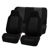 FH-FB102112 Classic Cloth Car Seat Covers Universal Full Set  Complete Seat Black Color High Back Bucket - Fit Most Car Truck Suv or Van