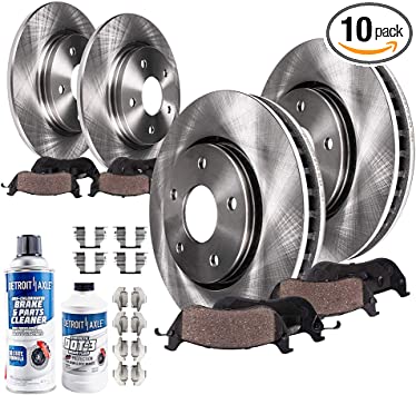 Detroit Axle - 4WD 5 Lug Front and Rear Disc Brake Kit Rotors w/Ceramic Pads Replacement for 2000-2003 Ford F-150-10pc Set