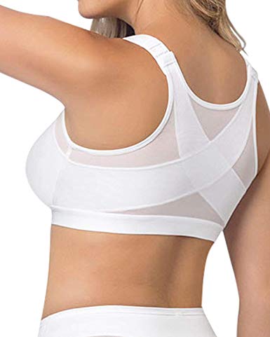 Leonisa Back Support Posture Corrector Wireless Bra Adjustable Front Closure