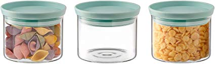 Godinger Food Storage Containers, Stackable Organization Canister Glass Jars - Small, Set of 3