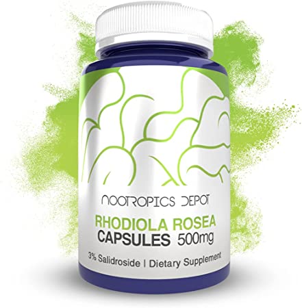 Nootropics Depot Rhodiola Rosea Capsules | 500mg | 3% Salidroside | 120 Count | Adaptogen Herb | Ayurvedic Supplement | Supports Healthy Stress Levels | Promotes Brain Health