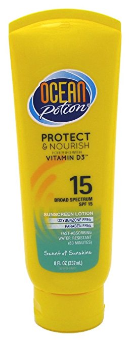 Ocean Potion Spf15 Protect & Nourish With Vitamin D3 8 Ounce Tube (235ml) (3 Pack)