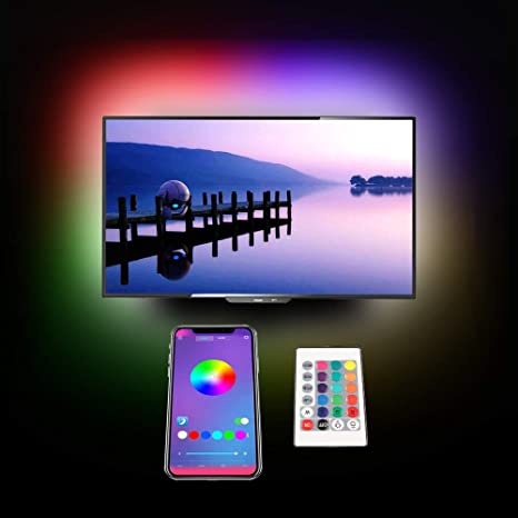 TV Backlight LED Strip Lights,cartaoo 8.10Ft LED Bias Lighting TV Back Home Movie Decor Music Mood Lights Kit with APP/Remote Controlled,Dimmable,16 Colors,USB Powered,5050 RGB Lighting