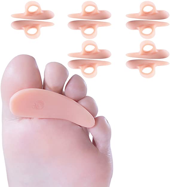 Welnove Hammer Toe Crests Pads 10 Pcs Single Loop Gel Toe Support Cushions for Curled Toes, Hammer Toes, Mallet Toes