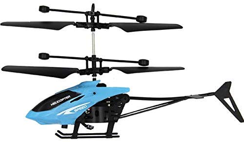 Flying Mini RC Infraed Induction Helicopter Aircraft Flashing Light Toys for Kid USB Charged Airplanes Birthday Present Xmas Gift (Blue)