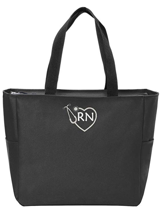 RN Nurse Tote Bag | Gift for Nurse (Black)