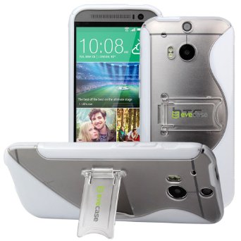 Evecase HTC One (M8) Case, S-LINE Slim Fit TPU Case with Kick-Stand for HTC One (M8) and HTC One (M8) for Windows (2014 Edition) - White