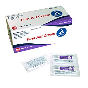 Dynarex First Aid Cream - Relieve Pain from Minor Cuts, Scrapes & Burns - 0.9g Foil Packets - 144 Count