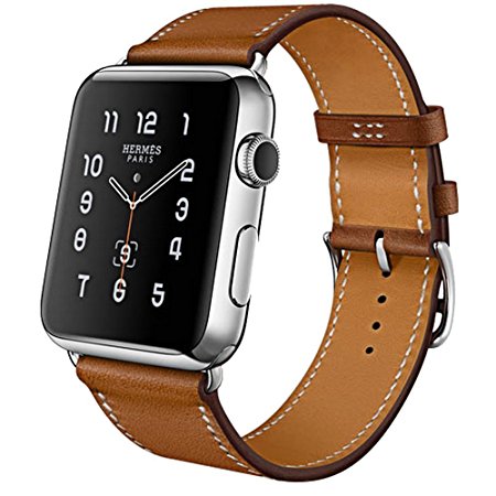Strap for Apple Watch, MroTech 42mm [Luxury Series] Apple Watch Leather Band cow leather strap with Secure Buckle Replacement Band for Apple Watch/Sport/Edition (Brown, 42mm)