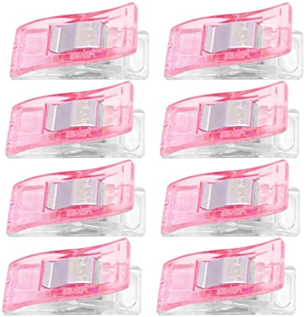 50 PCS Sewing Hemming Binding Clips Hemmer with Great Holding Capacity for Quilting Crafting Pink