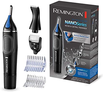 Remington NE3870 Hygiene Clipper Lithium NanoSeries for Nose, Ear and Eyebrow Harness with Detail Trimmer Attachment Black