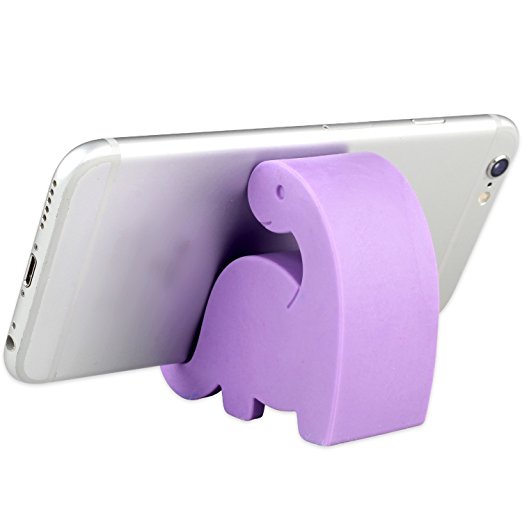 Comix Mini Dinosaur Shape Cute Cell Phone Mounts Candy Color Creative Ipad Set Material of Silica Ge, Size:2.4" X 2.6" X 1.1", for Iphone Ipad Samsung Phone Tablet Plate Pc (Purple)