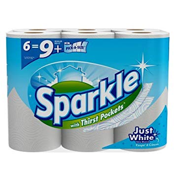 Sparkle Paper Towels with Thirst Pockets, Pick-a-Size, 6 Big Rolls