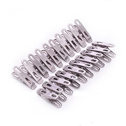 Ecolife Sunshine Universal Stainless Steel Clothes Clips Clothes Pins Hanging Clips Hooks for Home/Office Use Set of 40
