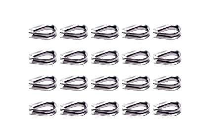Penta Angel M4 304 Stainless Steel 1/8" - 5/32" Diameter Wire Rope Cable Thimbles Rigging 20PCS(M4)