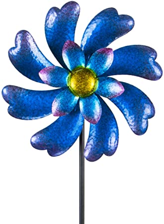 MUMTOP Wind Spinner 45" Wind Sculptures for Patio Lawn and Garden Let You Feel Different Visual Effects and Relax Your Mood (Blue)