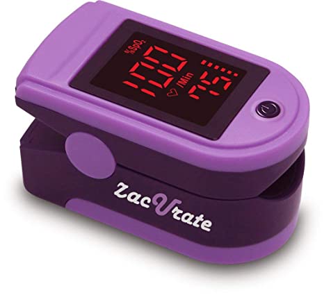 Zacurate Portable and Reliable SpO2 & PR Meter, Accurate Heart Rate Monitor with Lanyard and Batteries Included (Purple)