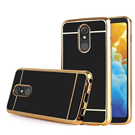 LG Stylo 5 Case, LG Stylo 5 Phone Case, Electroplate Slim Glossy Finish, Drop Protection, Shiny Luxury Case - Black Gold