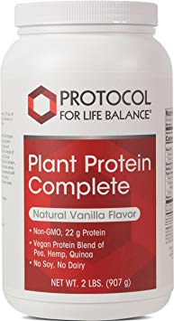 Protocol For Life Balance - Plant Protein Complete - Natural and Easy to Digest Vegan Protein Blend of Pea, Brown Rice, Hemp, and Quinoa - Natural Vanilla Flavor - 2 lbs. (907 g)