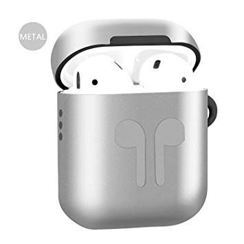 Metal Airpods Case 2019 Newest Full Protective Skin Cover Accessories Kits Compatible Airpods Charging Case Ultra Lightweight Dustproof Scratchproof Case (gray)